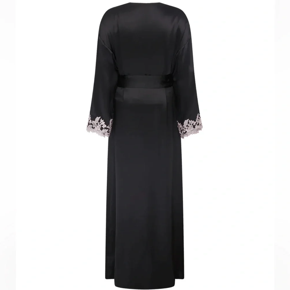 NWT Agent Provocateur 100% Silk Darina Dressing Gown Black Robe Luxury Lingerie - Picture 6 of 17